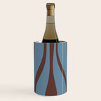 Midcentury Modern Retro Lounge Striped Ogee Pattern Brown and Blue Wine Chiller Gallery Image 3