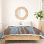 Midcentury Modern Retro Lounge Striped Ogee Pattern Brown and Blue Duvet Cover Gallery Image 3