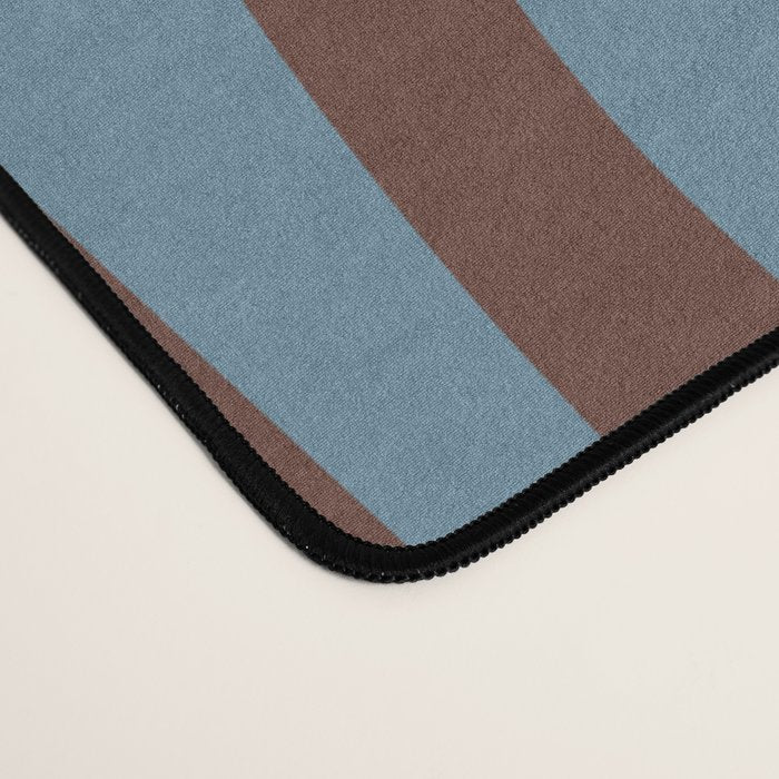 Midcentury Modern Retro Lounge Striped Ogee Pattern Brown and Blue Desk Mat Gallery Image 4