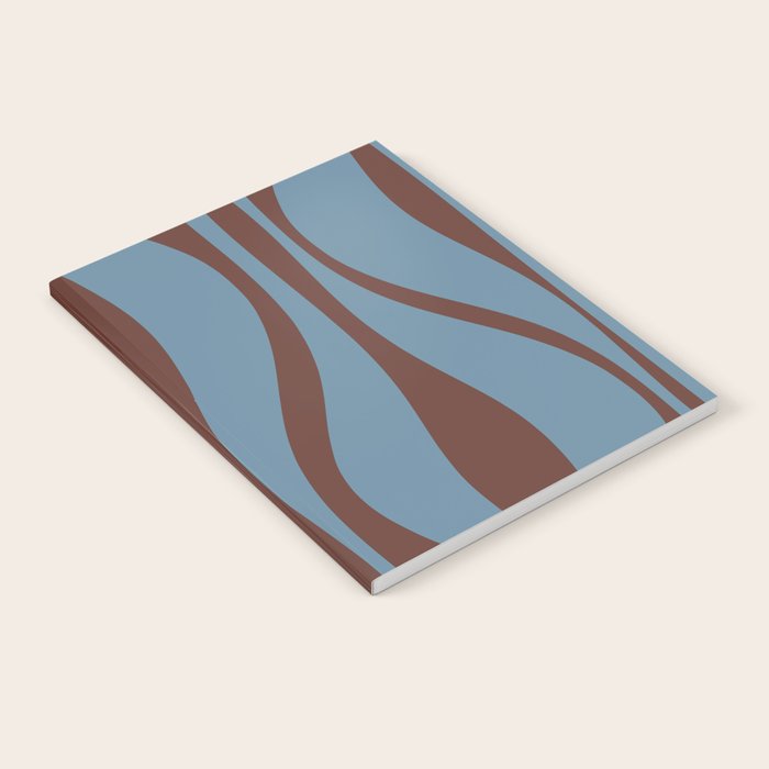 Midcentury Modern Retro Lounge Striped Ogee Pattern Brown and Blue Notebook Gallery Image 1