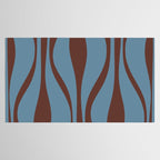 Midcentury Modern Retro Lounge Striped Ogee Pattern Brown and Blue Tablecloth Gallery Image 2