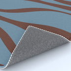 Midcentury Modern Retro Lounge Striped Ogee Pattern Brown and Blue Rug Gallery Image 4