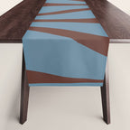 Midcentury Modern Retro Lounge Striped Ogee Pattern Brown and Blue Table Runner Gallery Image 1