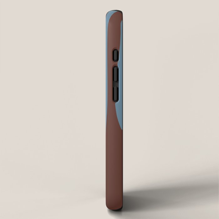 Midcentury Modern Retro Lounge Striped Ogee Pattern Brown and Blue iPhone Case Gallery Image 2