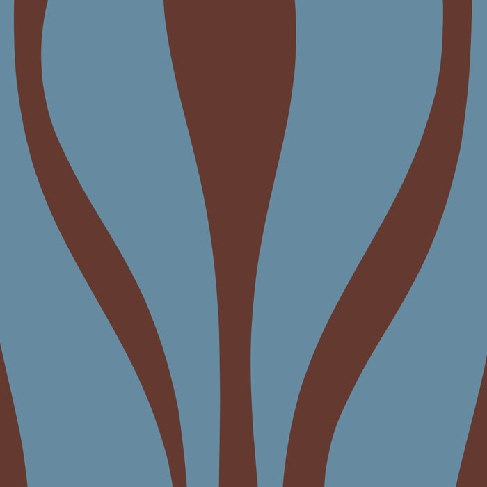 Midcentury Modern Retro Lounge Striped Ogee Pattern Brown and Blue Coffee Mug Gallery Image 2