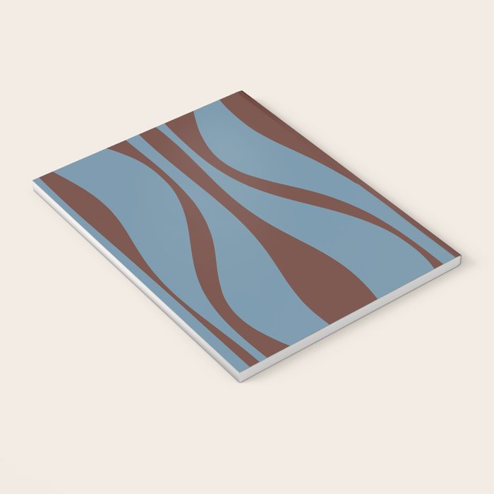 Midcentury Modern Retro Lounge Striped Ogee Pattern Brown and Blue Notebook Gallery Image 3