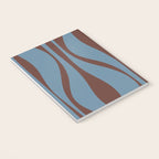 Midcentury Modern Retro Lounge Striped Ogee Pattern Brown and Blue Notebook Gallery Image 3