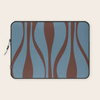Midcentury Modern Retro Lounge Striped Ogee Pattern Brown and Blue Laptop Sleeve Gallery Image 1