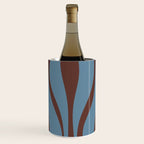 Midcentury Modern Retro Lounge Striped Ogee Pattern Brown and Blue Wine Chiller Gallery Image 1