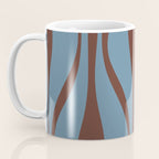 Midcentury Modern Retro Lounge Striped Ogee Pattern Brown and Blue Coffee Mug Gallery Image 3