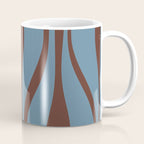 Midcentury Modern Retro Lounge Striped Ogee Pattern Brown and Blue Coffee Mug Gallery Image 1