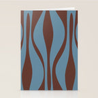 Midcentury Modern Retro Lounge Striped Ogee Pattern Brown and Blue Stationery Card Gallery Image 2