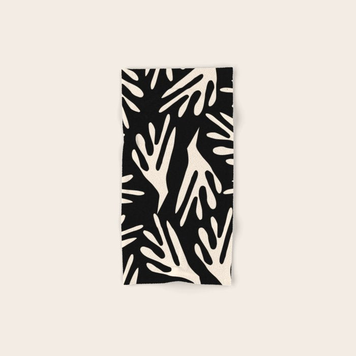 Ailanthus Cutouts Abstract Pattern in Black and Cream Bath Towel Gallery Image 1