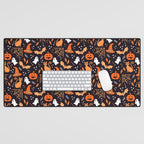 Halloween party illustrations orange, black Desk Mat Gallery Image 1