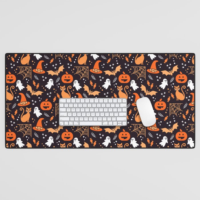 Halloween party illustrations orange, black Desk Mat Gallery Image 1