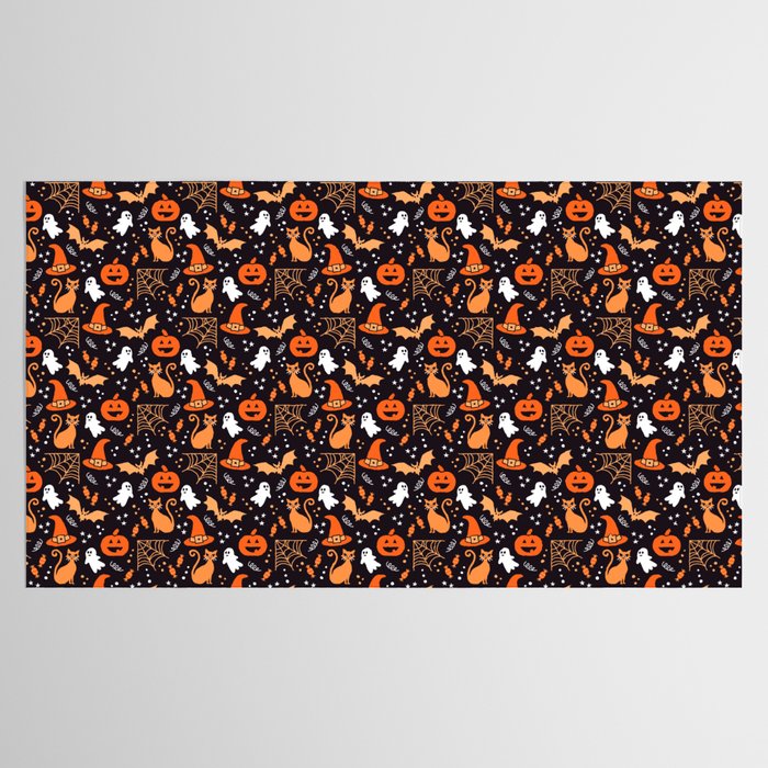 Halloween party illustrations orange, black Tablecloth Gallery Image 2