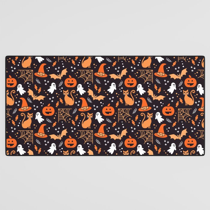 Halloween party illustrations orange, black Desk Mat Gallery Image 3
