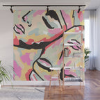 Emotional Orientation, Abstract Face Line Art Drawing Sketch, Mental Wellness Eclectic Painting, Bohemian Positivity Good Vibes Growth Peace Wall Mural Gallery Image 1