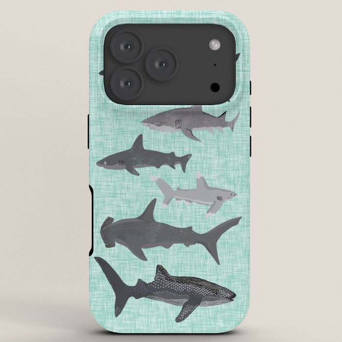 Sharks nature animal illustration texture print marine biologist sea life ocean Andrea Lauren iPhone Case Gallery Image 7