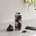 Antique Botanical Roses And  Chamomile Midnight Garden Water Bottle Gallery Image 4