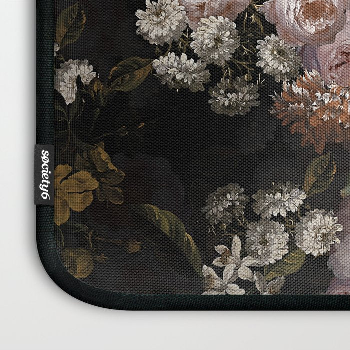 Antique Botanical Roses And  Chamomile Midnight Garden Laptop Sleeve Gallery Image 3