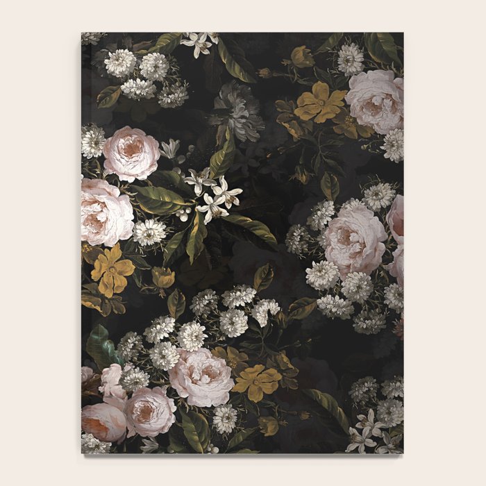 Antique Botanical Roses And  Chamomile Midnight Garden Notebook Gallery Image 4