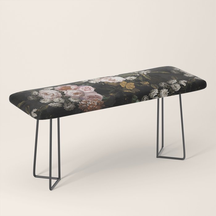 Antique Botanical Roses And  Chamomile Midnight Garden Bench Gallery Image 1