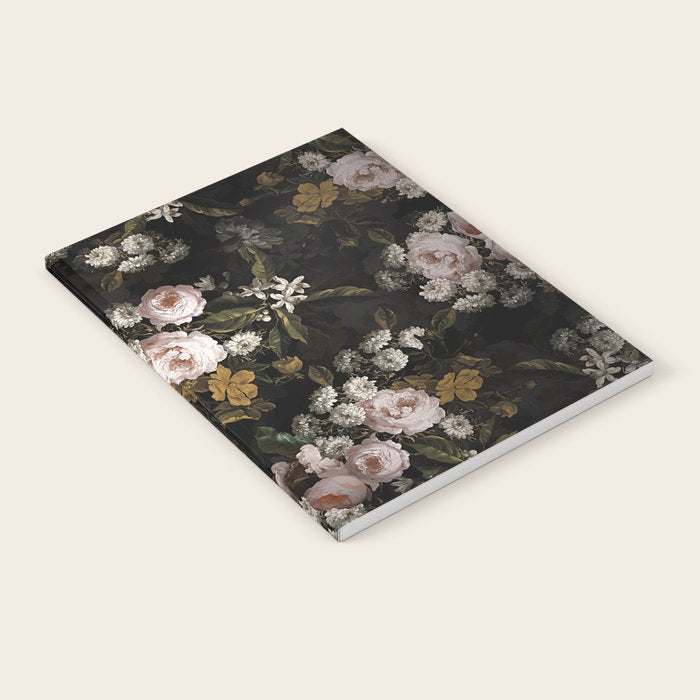 Antique Botanical Roses And  Chamomile Midnight Garden Notebook Gallery Image 1