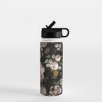 Antique Botanical Roses And  Chamomile Midnight Garden Water Bottle Gallery Image 1