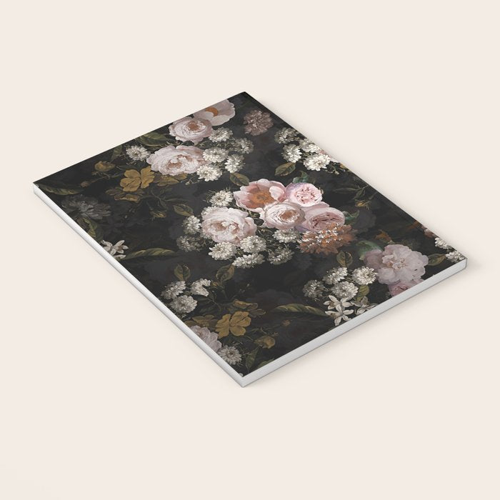 Antique Botanical Roses And  Chamomile Midnight Garden Notebook Gallery Image 3