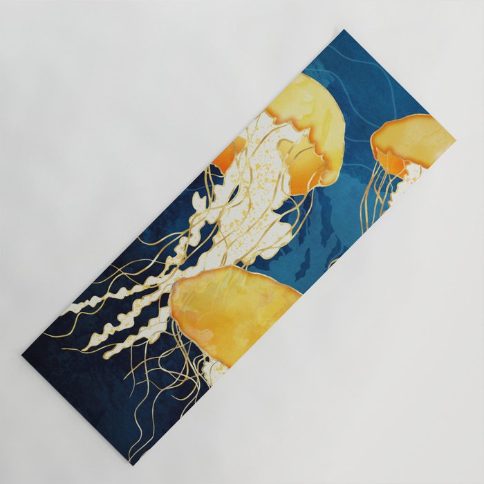 Yellow Metallic Jellyfish Yoga Mat Gallery Image 1