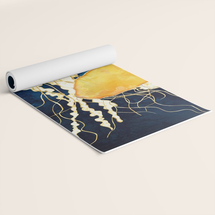 Yellow Metallic Jellyfish Yoga Mat Gallery Image 2