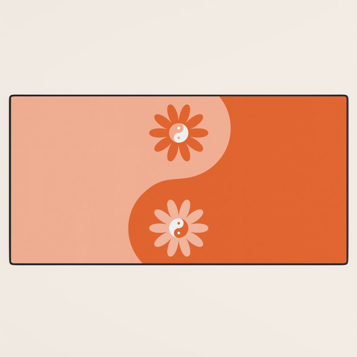 Yin Yang Flower in Orange & Peach Desk Mat Gallery Image 3