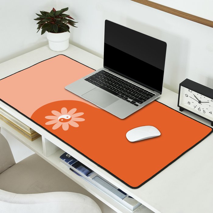 Yin Yang Flower in Orange & Peach Desk Mat Gallery Image 2