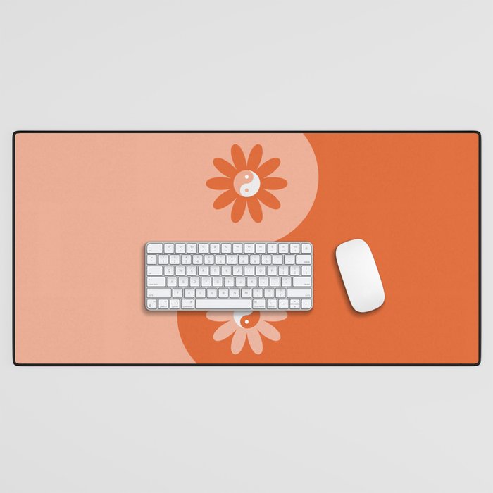 Yin Yang Flower in Orange & Peach Desk Mat Gallery Image 1