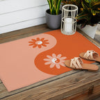 Yin Yang Flower in Orange & Peach Outdoor Rug Gallery Image 2