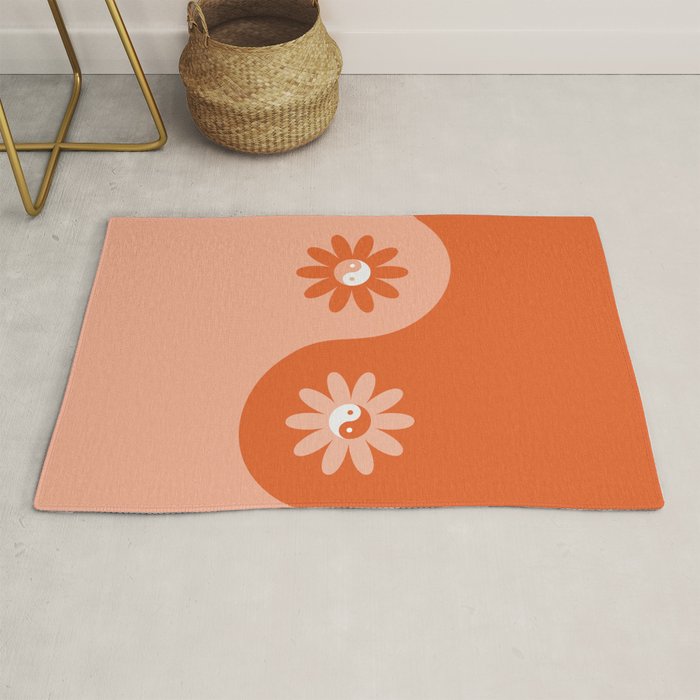 Yin Yang Flower in Orange & Peach Rug Gallery Image 1