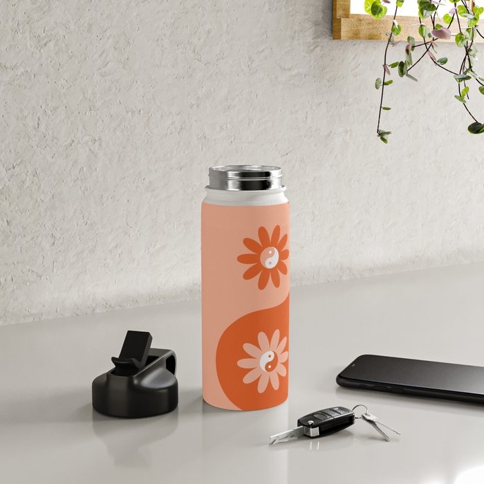 Yin Yang Flower in Orange & Peach Water Bottle Gallery Image 4