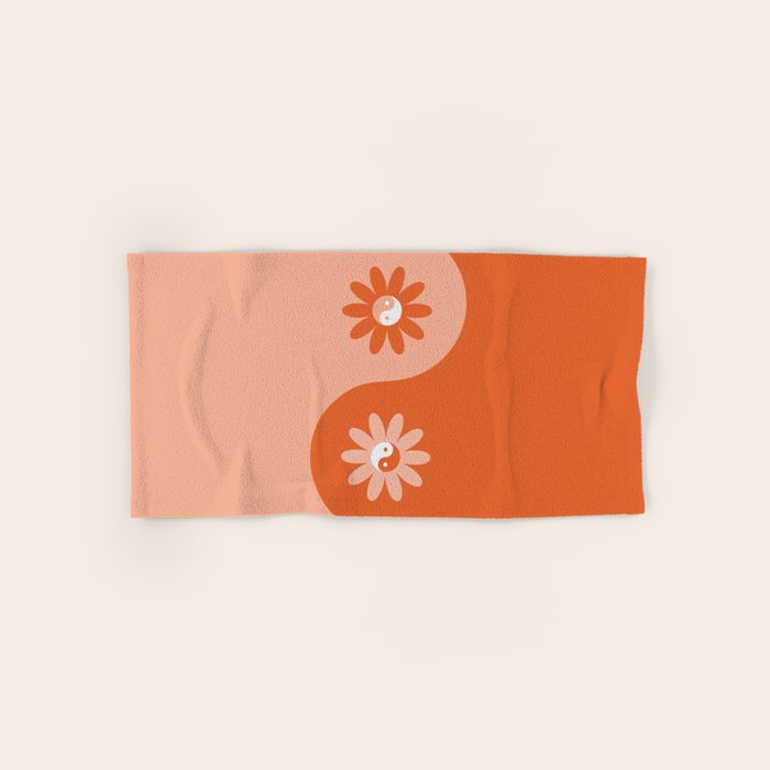 Yin Yang Flower in Orange & Peach Bath Towel Gallery Image 1