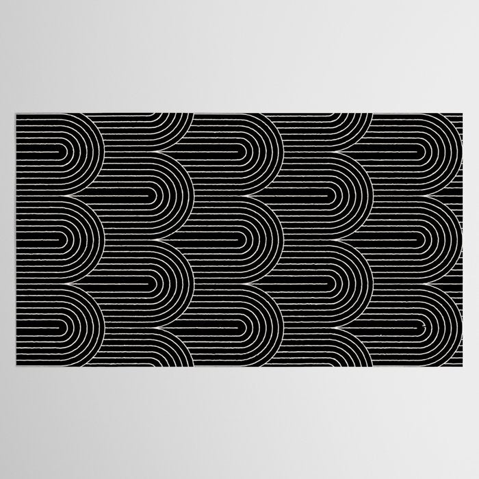 Art Deco Arch Pattern V Black & White Tablecloth Gallery Image 2