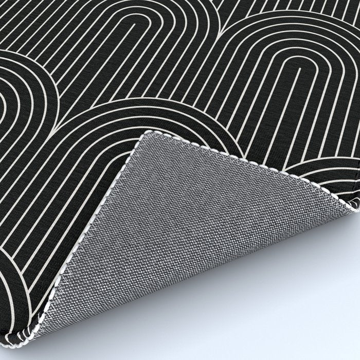 Art Deco Arch Pattern V Black & White Rug Gallery Image 4