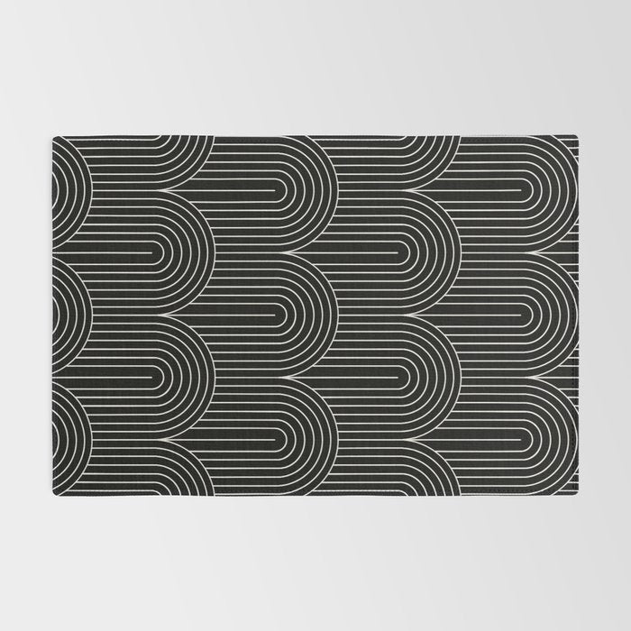 Art Deco Arch Pattern V Black & White Rug Gallery Image 2