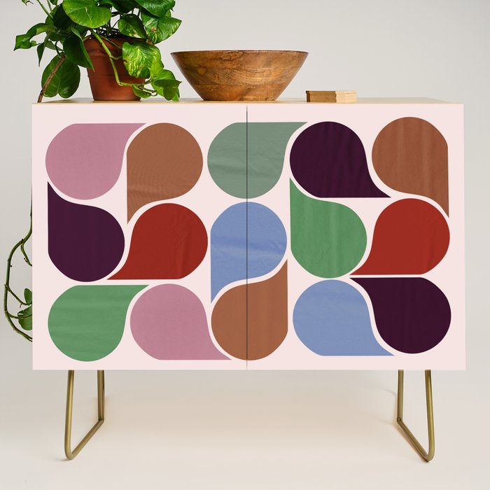 Colorful Geometric Raindrop Pattern Credenza Gallery Image 1