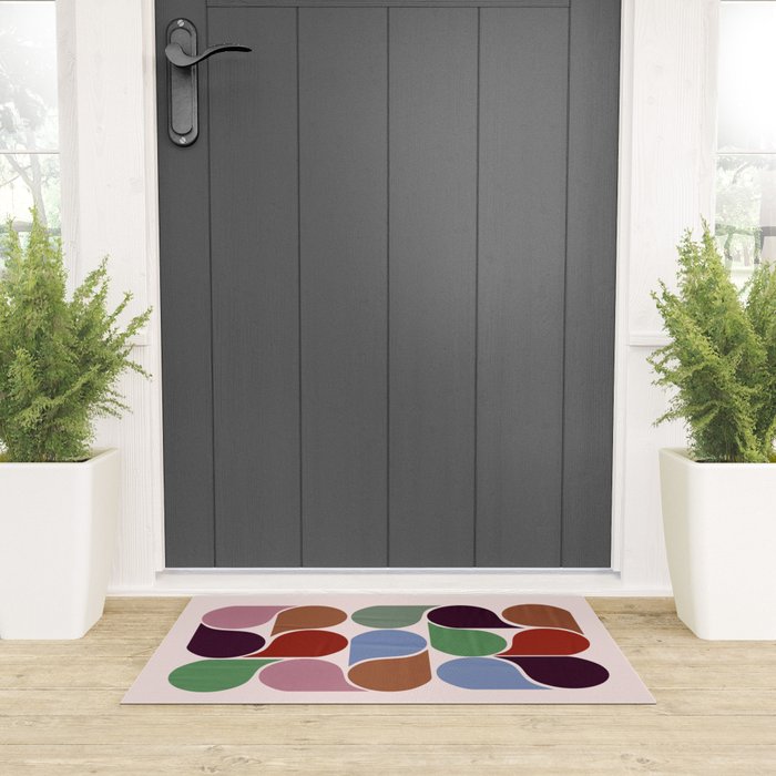 Colorful Geometric Raindrop Pattern Welcome Mat Gallery Image 3