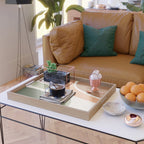 Abstract Shapes 55 in Sage Green and Terracotta (Rainbow Abstraction) Serving Tray Gallery Image 2