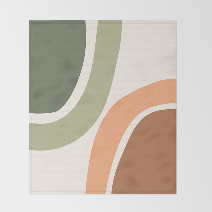 Abstract Shapes 55 in Sage Green and Terracotta (Rainbow Abstraction) Throw Blanket Gallery Image 2