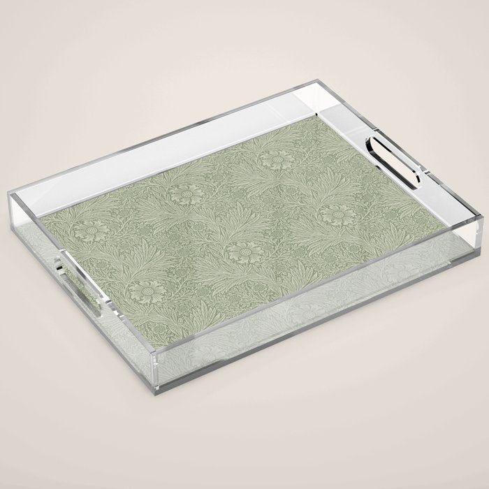 William Morris Marigold Sage Green Acrylic Tray Gallery Image 1