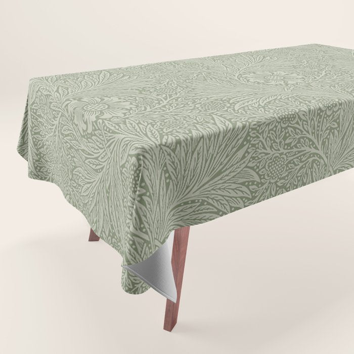 William Morris Marigold Sage Green Tablecloth Gallery Image 1