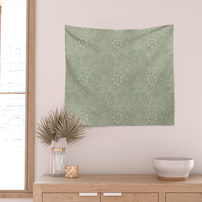 William Morris Marigold Sage Green Wall Tapestry Gallery Image 2