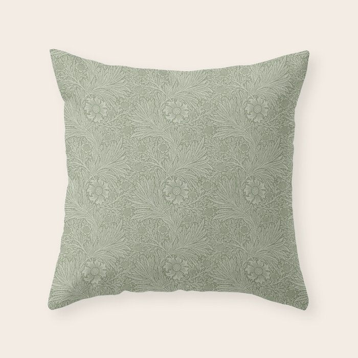 William Morris Marigold Sage Green Throw Pillow Gallery Image 6